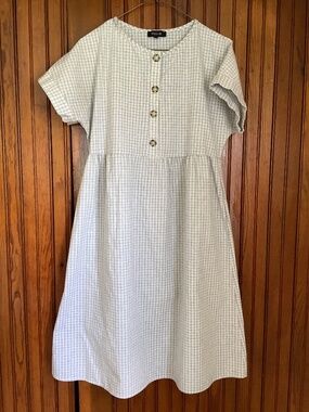 RooLee Gingham Grey and White Midi Dress